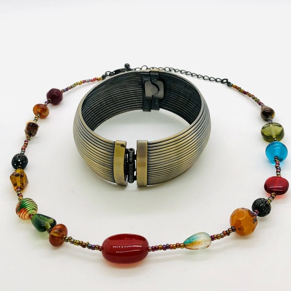 Vintage Modernist Bracelet & Glass Necklace - Picture 8 of 15